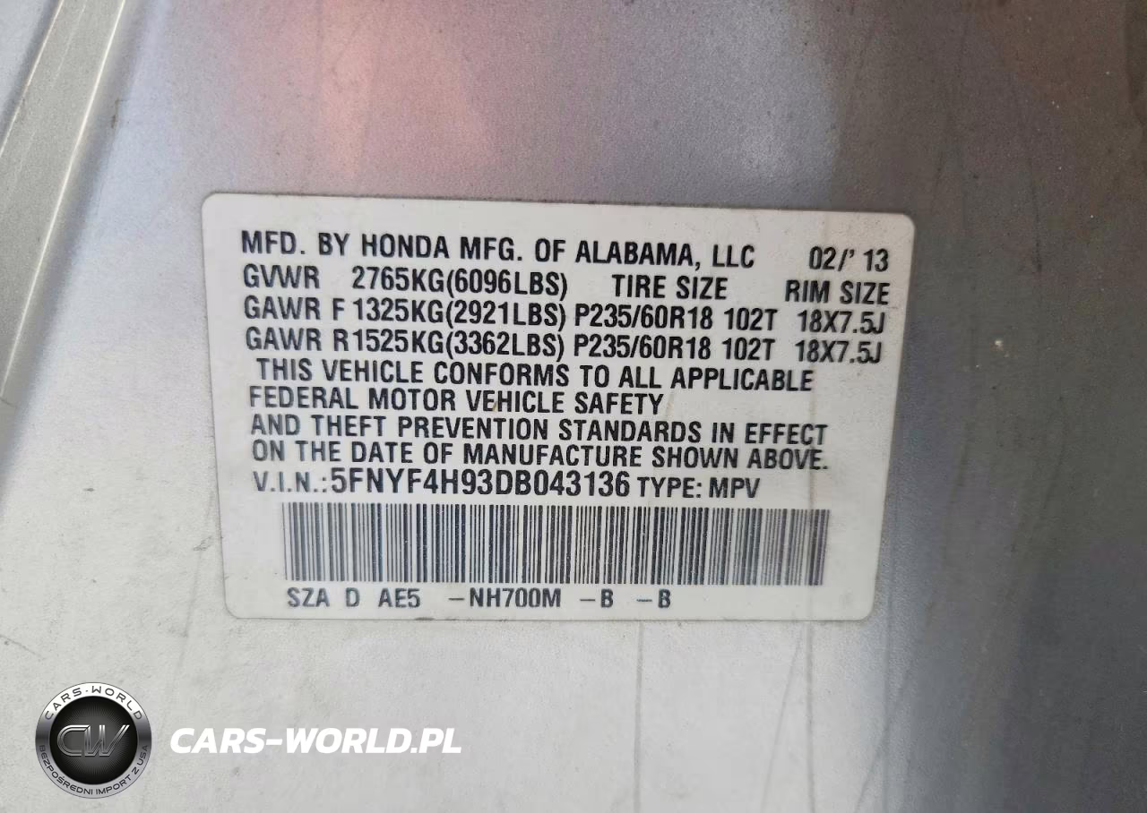 2013 Honda Pilot Touring VIN:5FNYF4H93DB043136 - 13