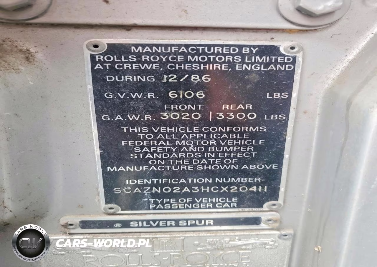 1987 Rolls-Royce Silver Spur VIN:SCAZN02A3HCX20411 - 12