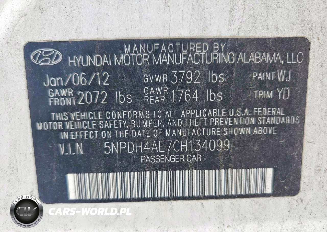 2012 Hyundai Elantra Gls VIN:5NPDH4AE7CH134099 - 12