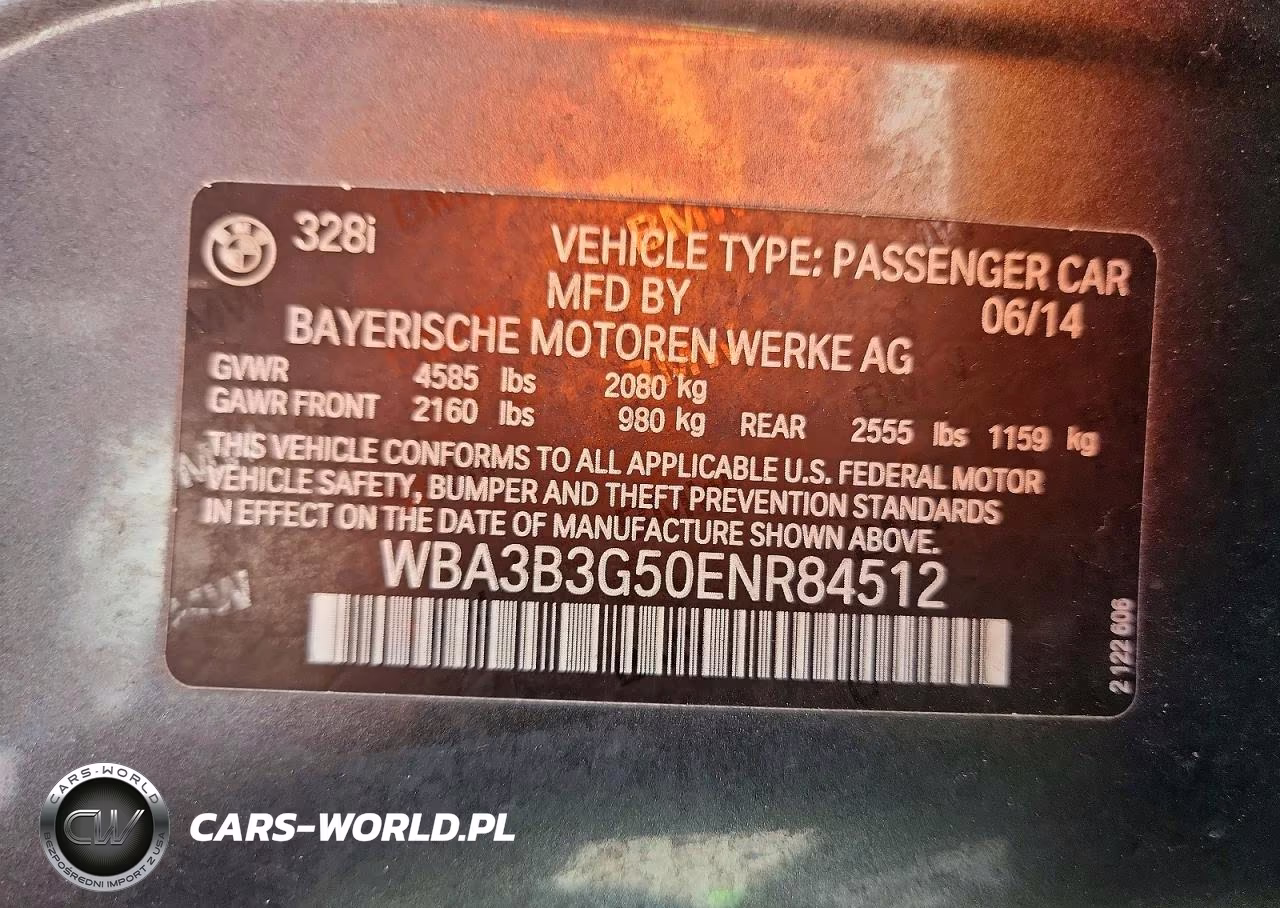 2014 BMW 328 Xi VIN:WBA3B3G50ENR84512 - 12