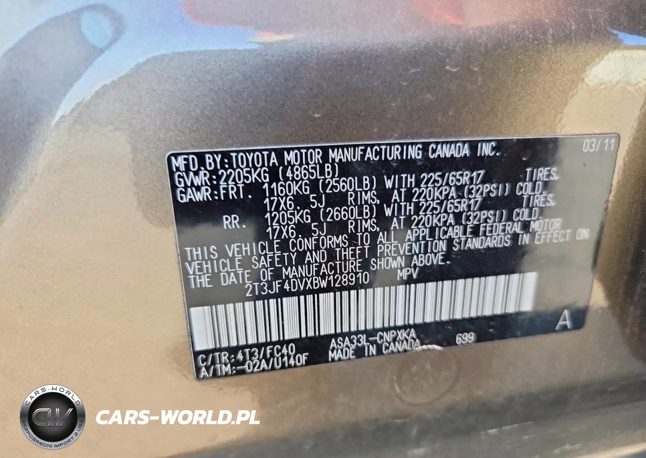 2011 Toyota Rav4 Base VIN:2T3JF4DVXBW128910 - 13