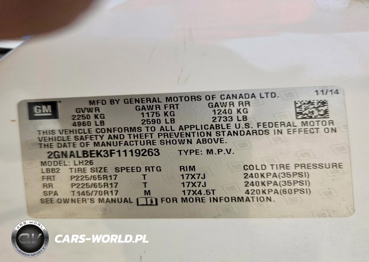 2015 Chevrolet Equinox Lt VIN:2GNALBEK3F1119263 - 13