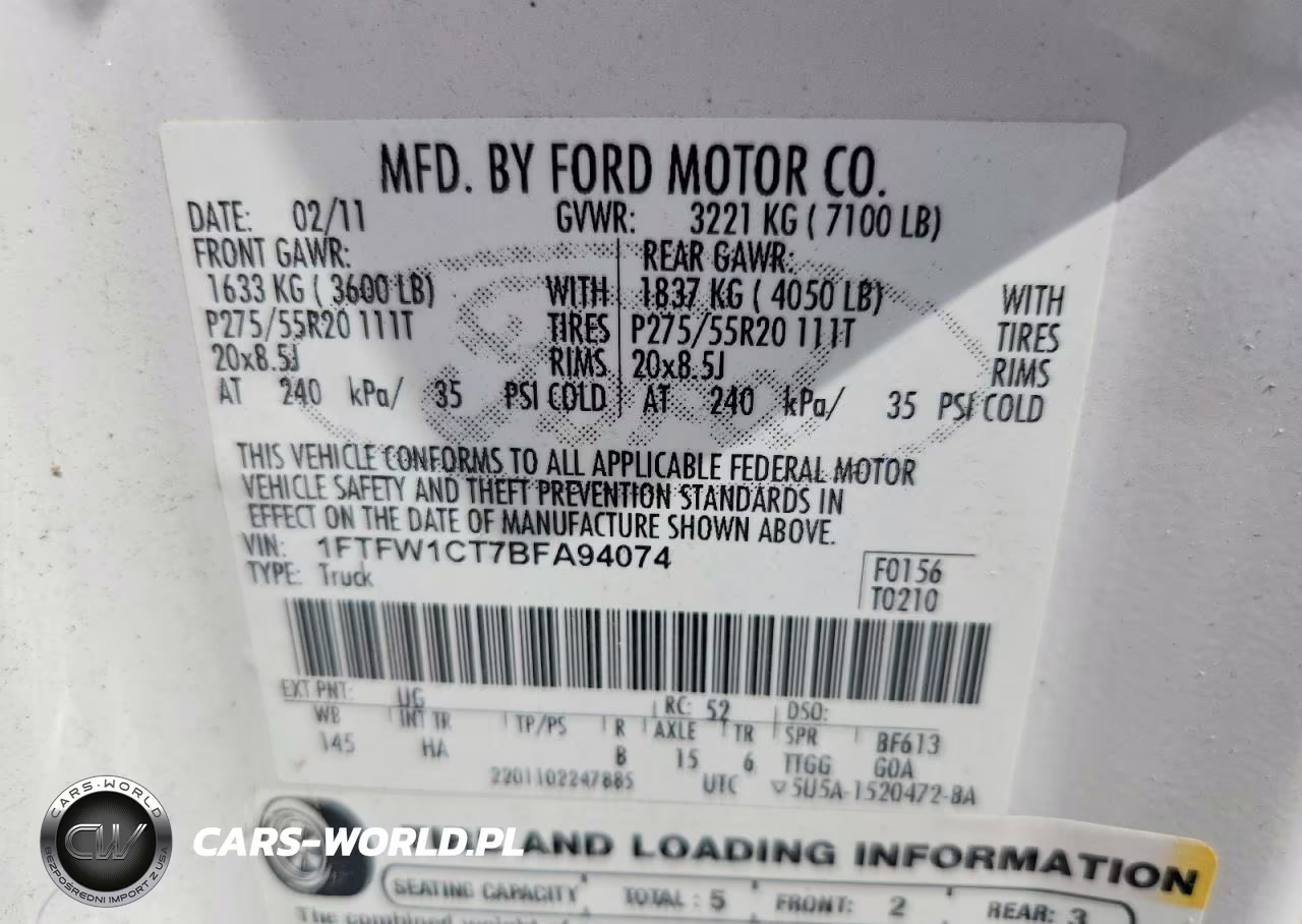 2011 Ford F150 Supercrew VIN:1FTFW1CT7BFA94074 - 12