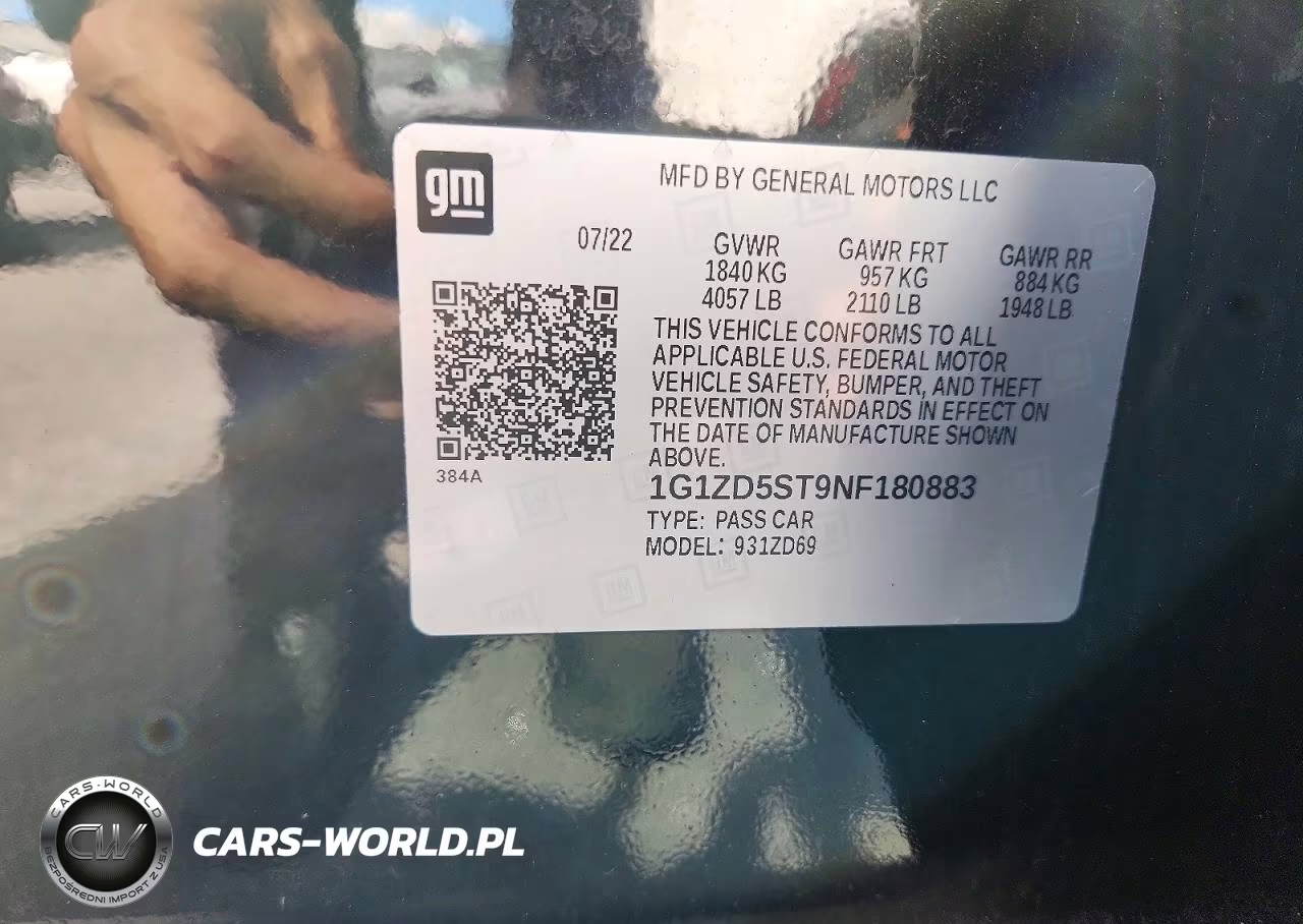 2022 Chevrolet Malibu Lt VIN:1G1ZD5ST9NF180883 - 12