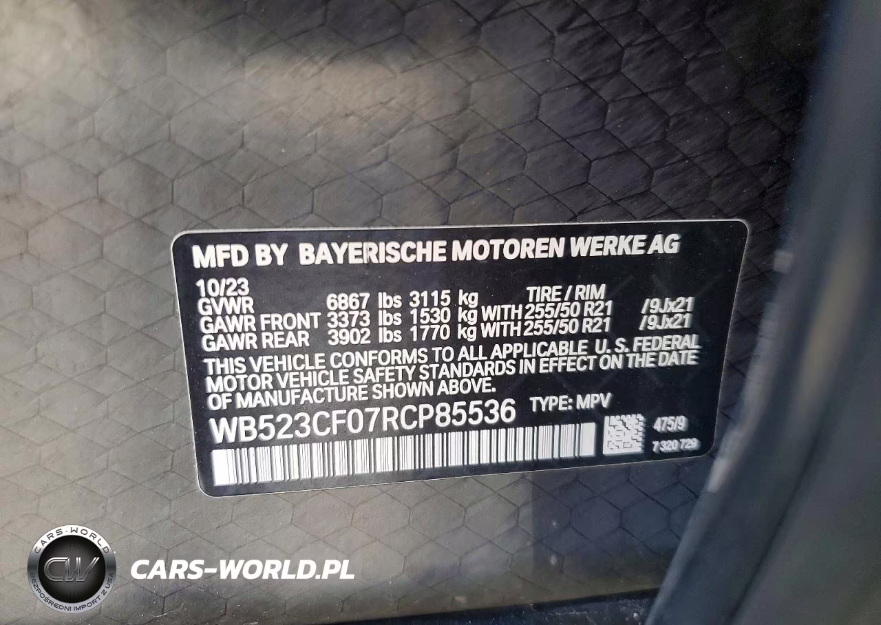 2024 BMW Ix xDrive50 VIN:WB523CF07RCP85536 - 13