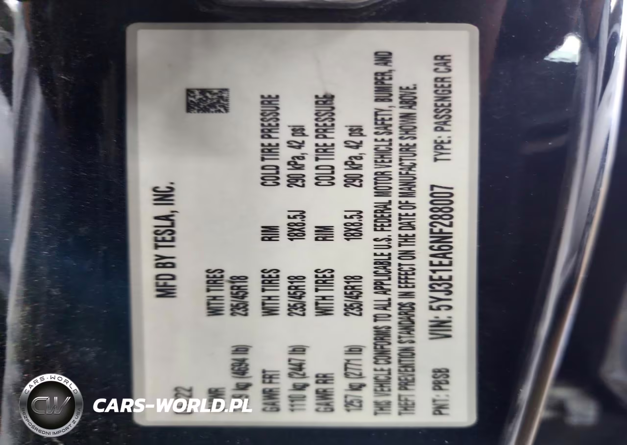 2022 Tesla Model 3 VIN:5YJ3E1EA6NF288007 - 12