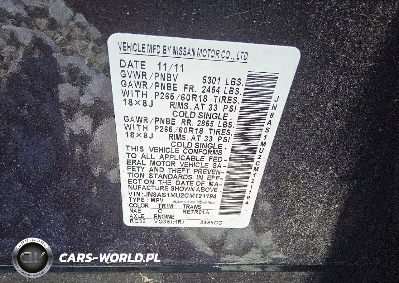 2012 Infiniti Fx35 Base VIN:JN8AS1MU2CM121194 - 13