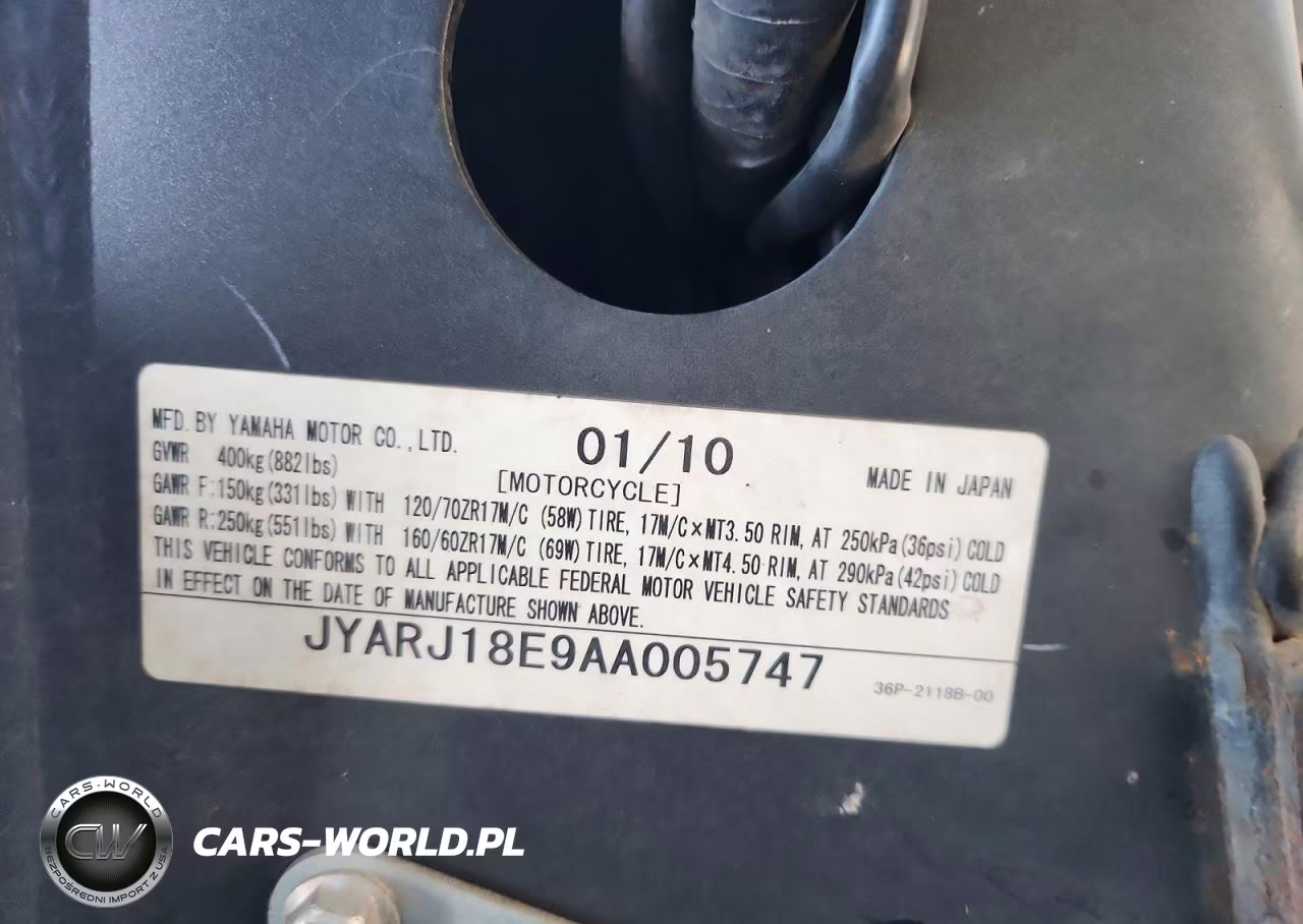 2010 Yamaha Fz6 R VIN:JYARJ18E9AA005747 - 9