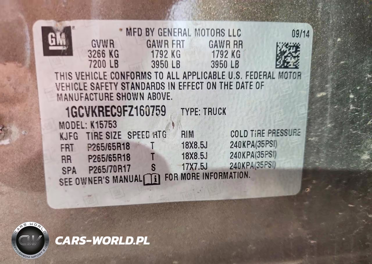2015 Chevrolet Silverado K1500 Lt VIN:1GCVKREC9FZ160759 - 12