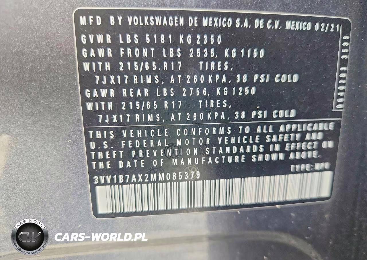 2021 Volkswagen Tiguan S VIN:3VV1B7AX2MM085379 - 12