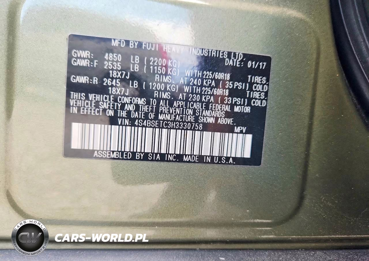 2017 Subaru Outback Touring VIN:4S4BSETC3H3330758 - 13
