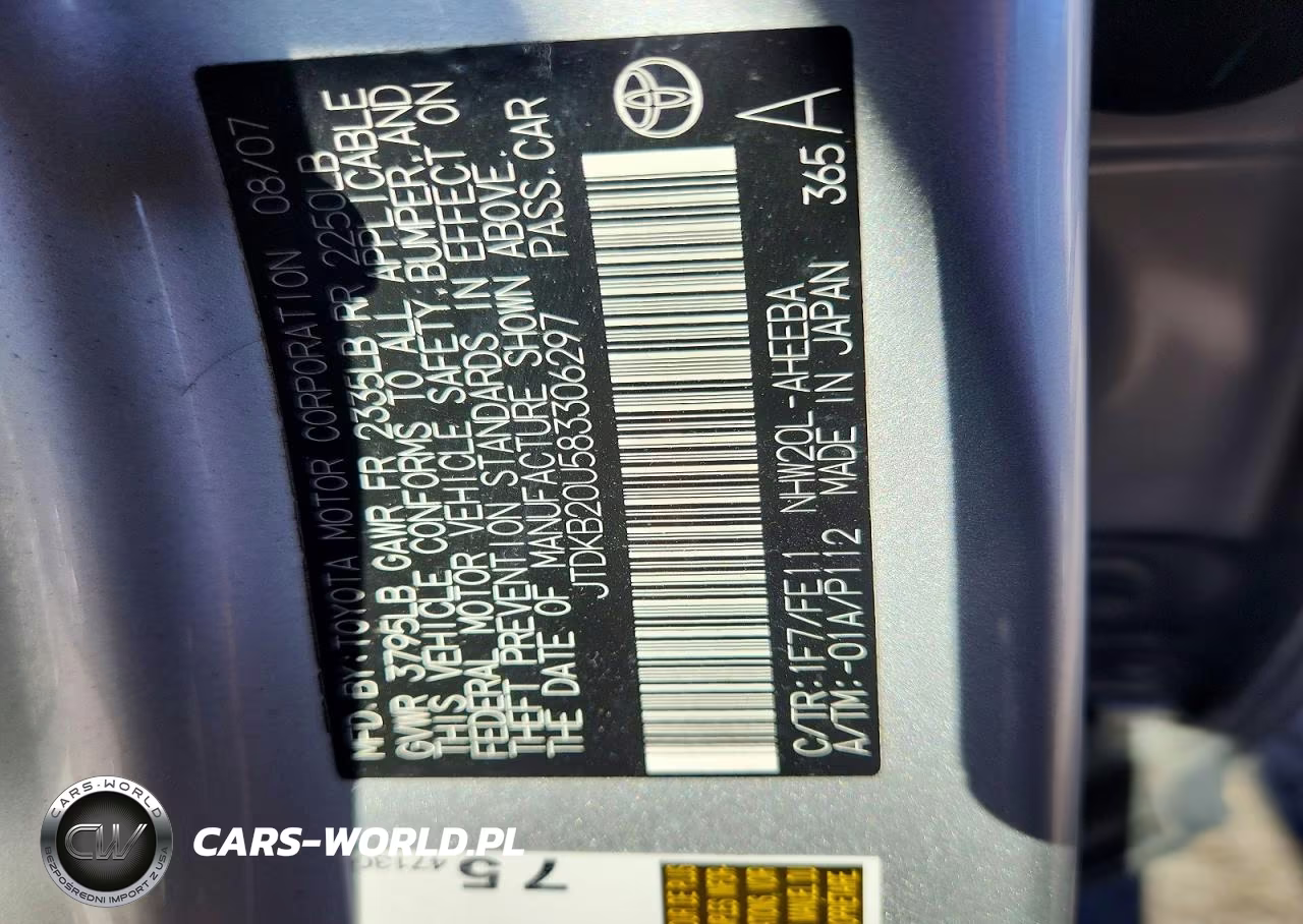 2008 Toyota Prius Base VIN:JTDKB20U583306297 - 12