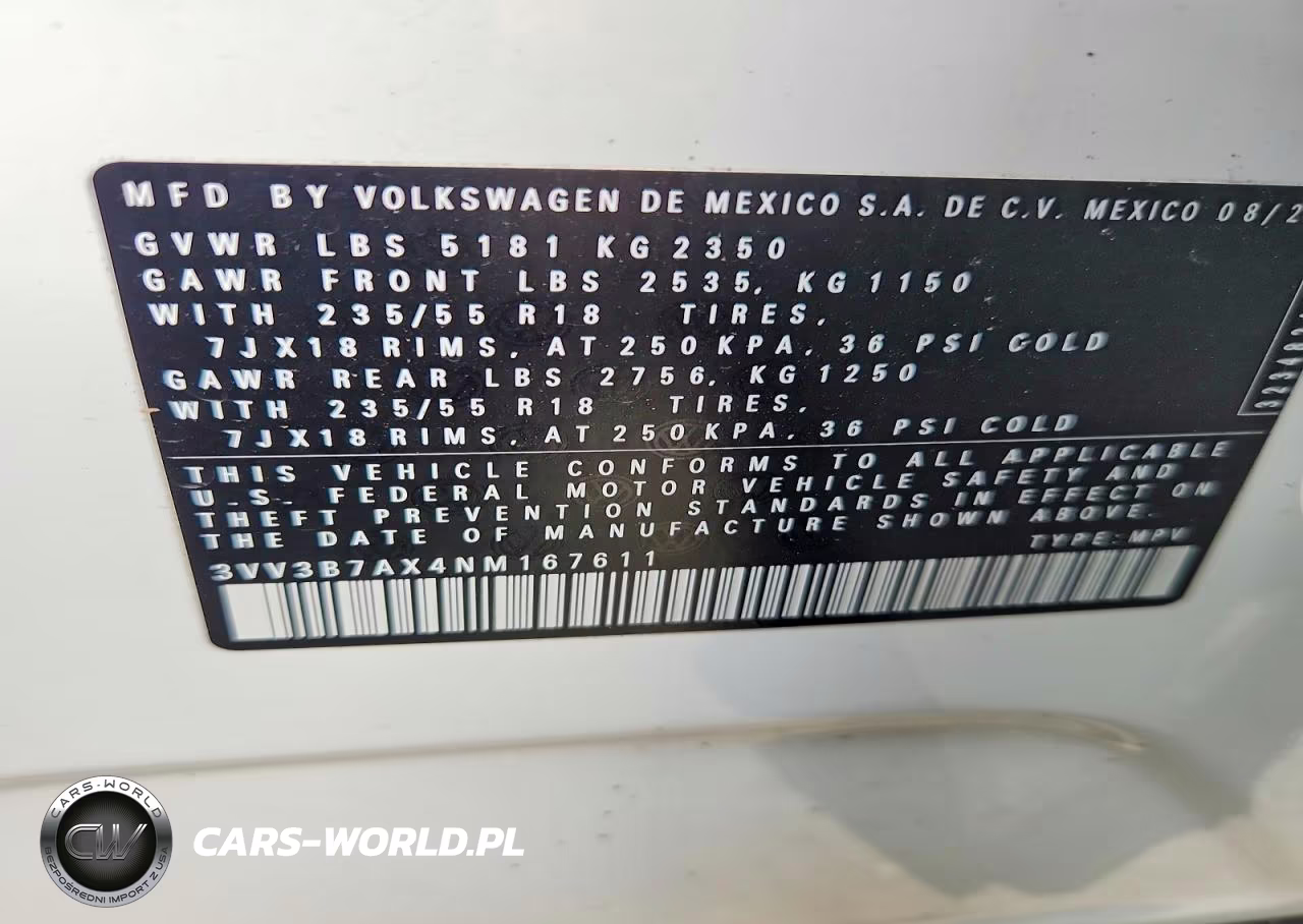 2022 Volkswagen Tiguan Se VIN:3VV3B7AX4NM167611 - 13