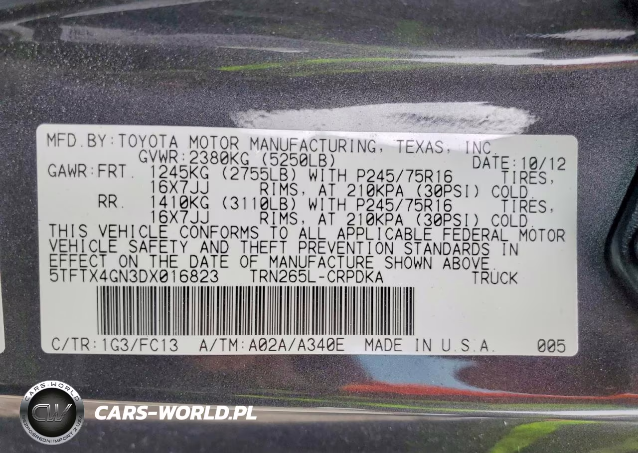 2013 Toyota Tacoma Prerunner Access Cab VIN:5TFTX4GN3DX016823 - 12