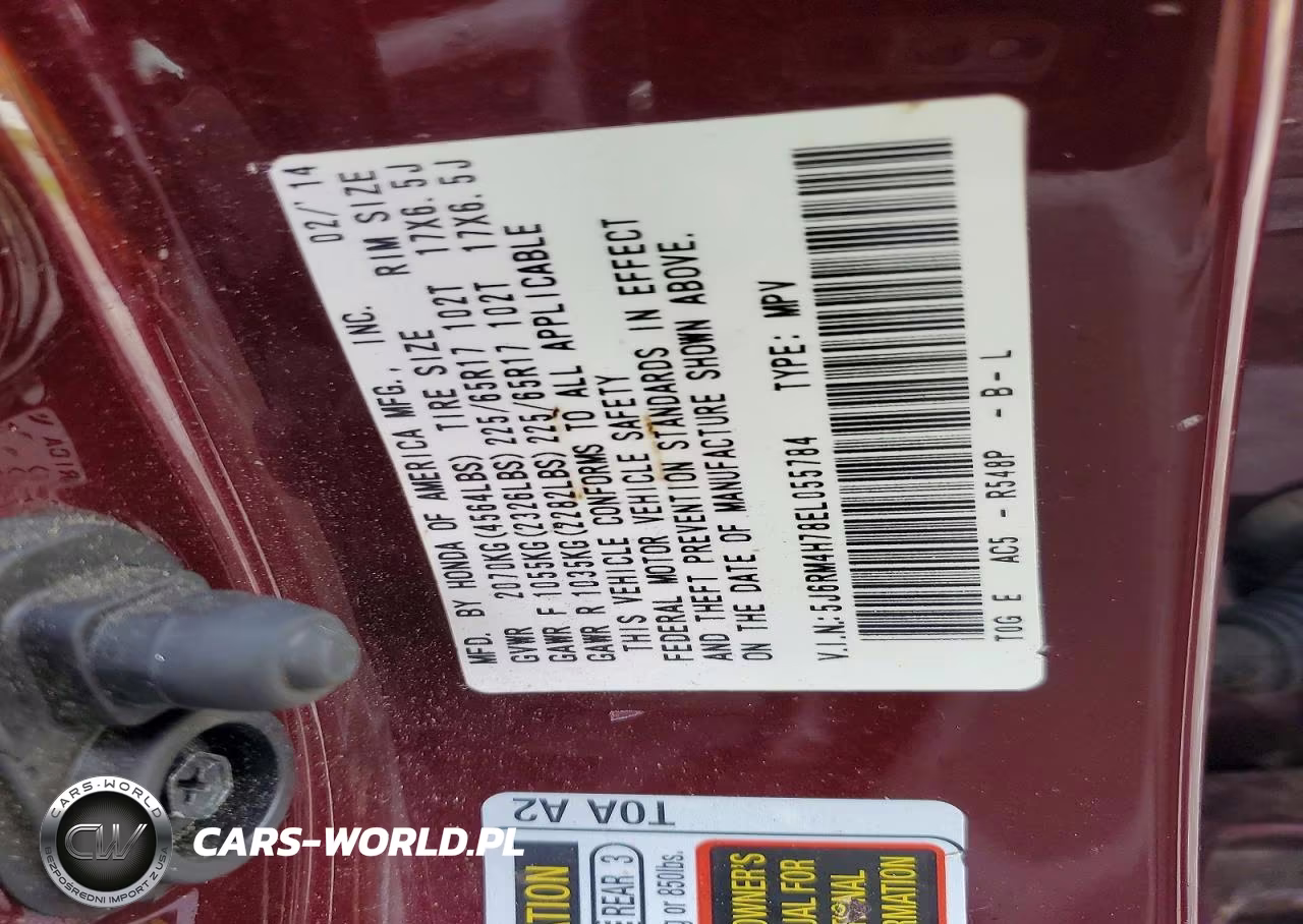 2014 Honda Cr-V Exl VIN:5J6RM4H78EL055784 - 14