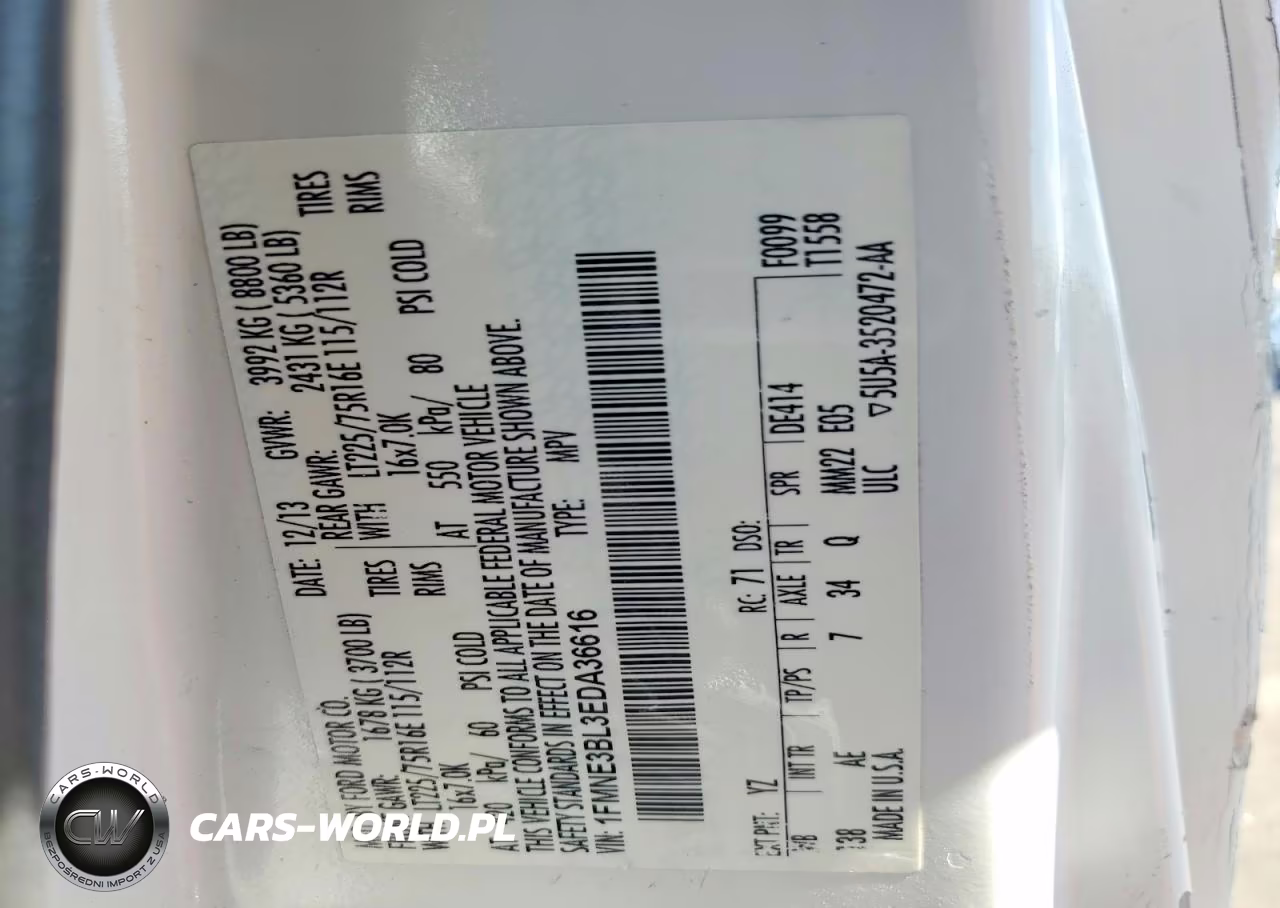 2014 Ford Econoline Cargo E-35 VIN:1FMNE3BL3EDA36616 - 13