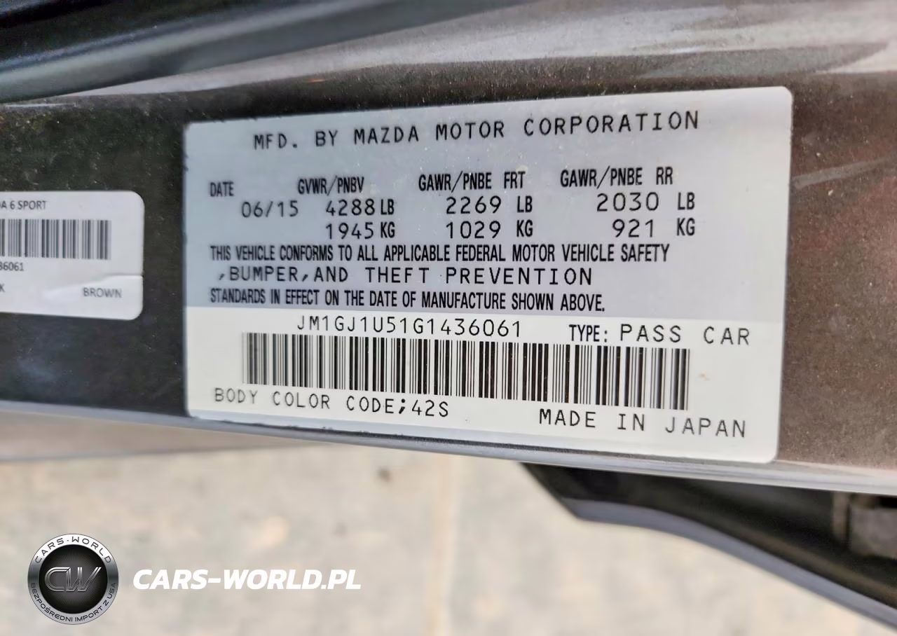 2016 Mazda 6 Sport VIN:JM1GJ1U51G1436061 - 12