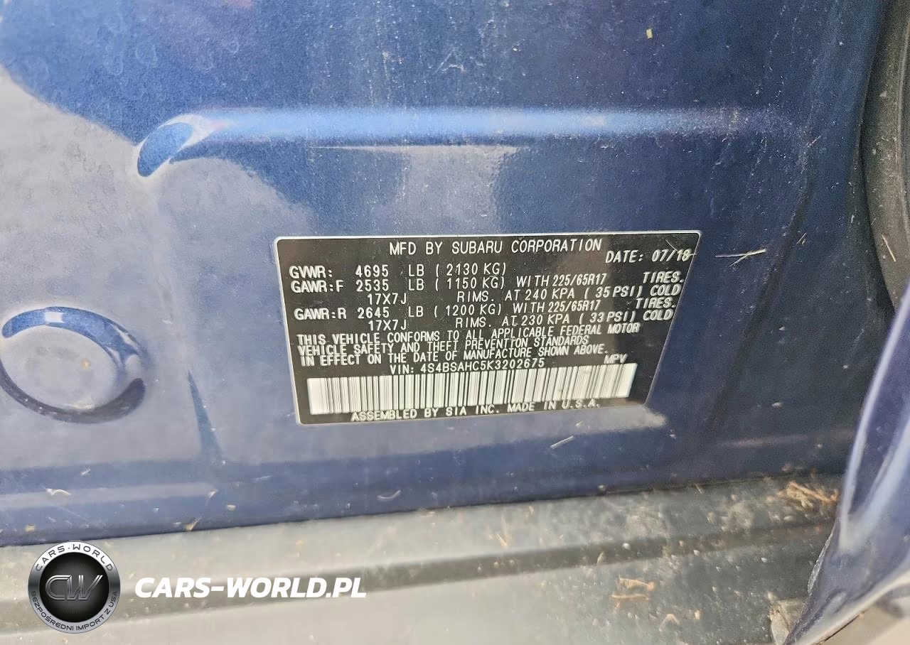 2019 Subaru Outback 2.5I Premium VIN:4S4BSAHC5K3202675 - 12