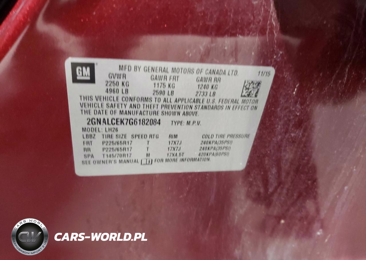 2016 Chev Equinox Lt VIN:2GNALCEK7G6182084 - 13