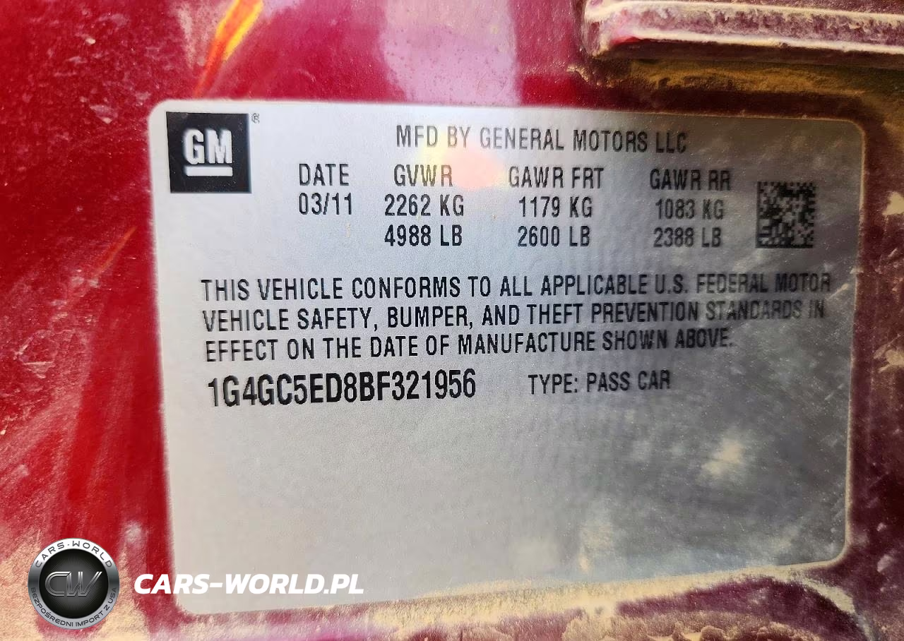 2011 Buick Lacrosse Cxl VIN:1G4GC5ED8BF321956 - 12