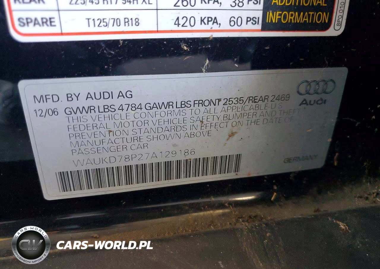 2007 Audi A3 S-Line 3.2 Quattro VIN:WAUKD78P27A129186 - 12