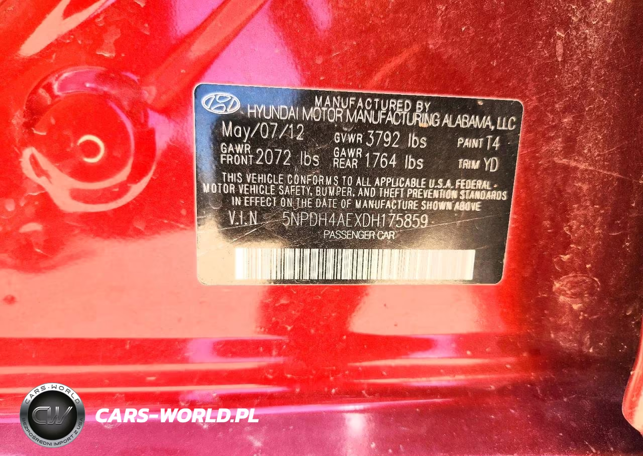2013 Hyundai Elantra Gls VIN:5NPDH4AEXDH175859 - 12