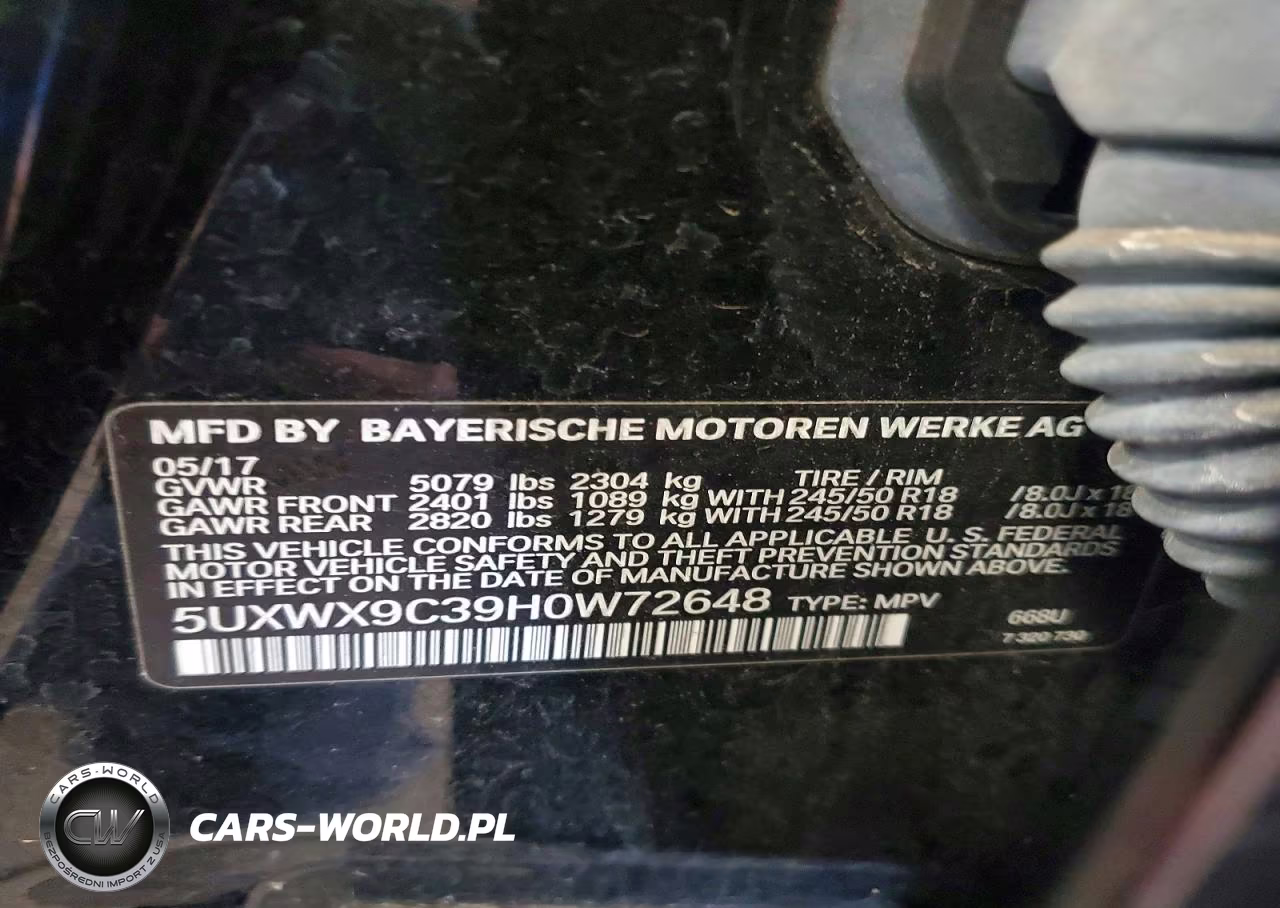 2017 BMW X3 xDrive28I VIN:5UXWX9C39H0W72648 - 13