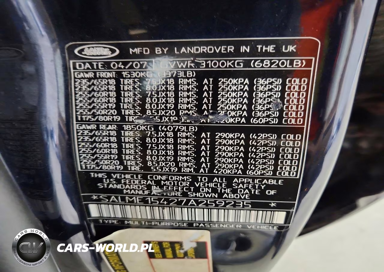 2007 Land Rover Range Rover Hse VIN:SALME15427A259235 - 13