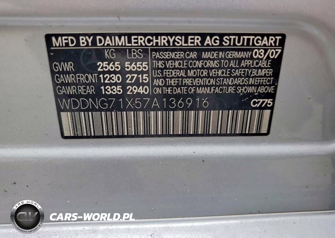 2007 Mercedes-Benz S 550 VIN:WDDNG71X57A136916 - 12
