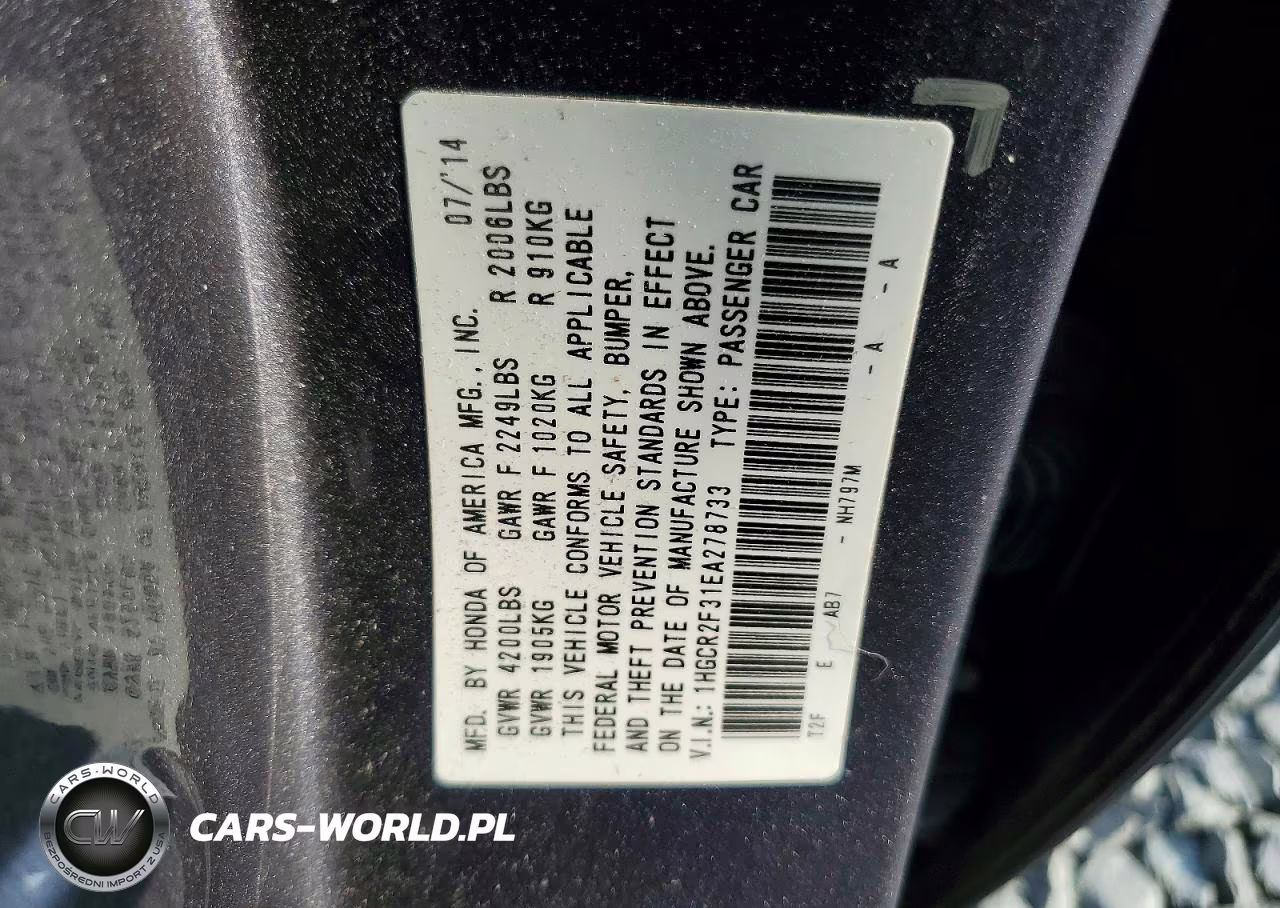2014 Honda Accord Lx VIN:1HGCR2F31EA278733 - 12