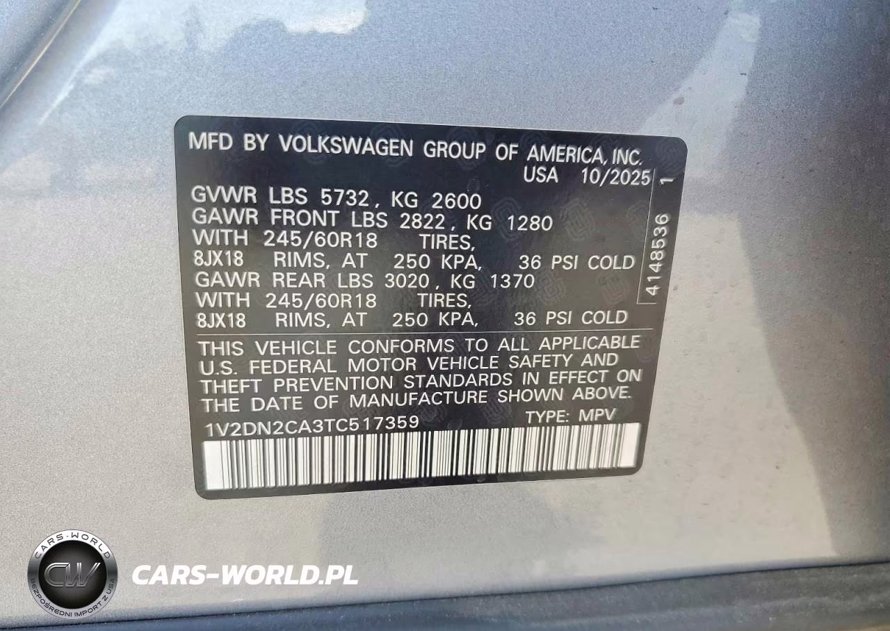 2026 Volkswagen Atlas Se VIN:1V2DN2CA3TC517359 - 13