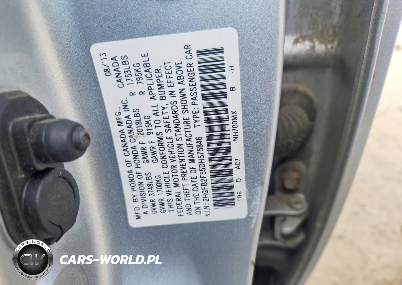 2013 Honda Civic Lx VIN:2HGFB2F55DH575846 - 12
