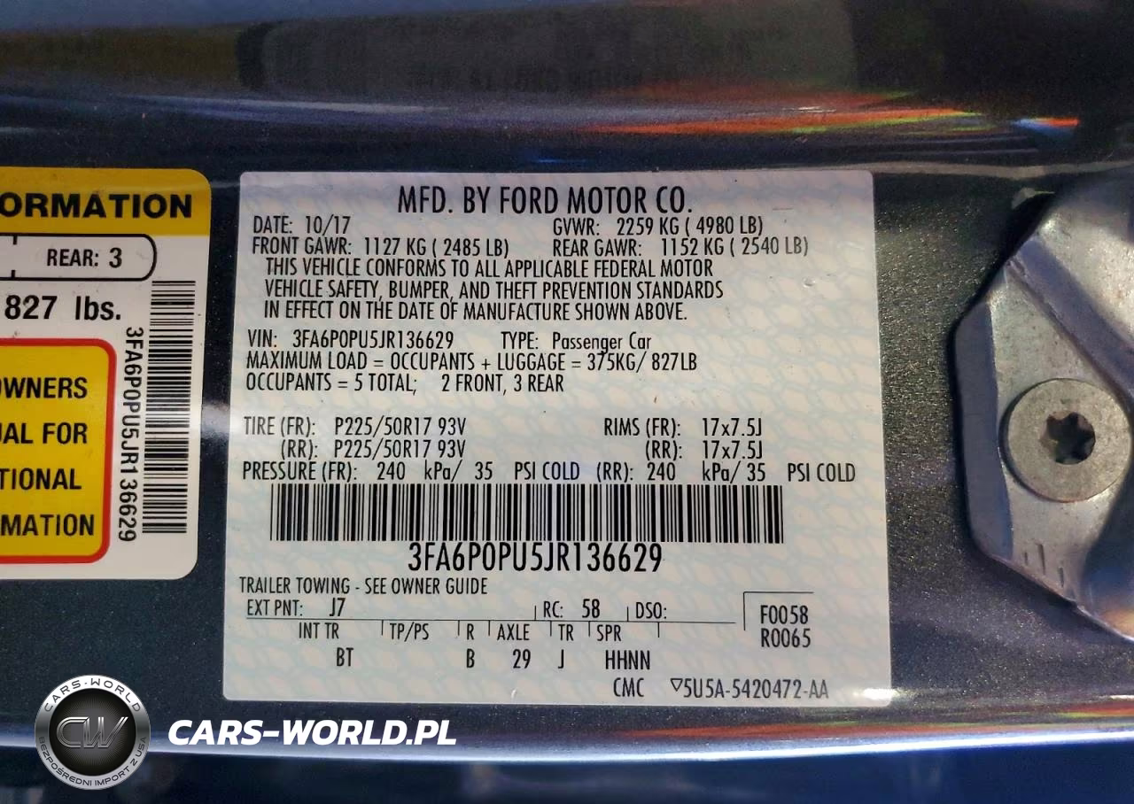 2018 Ford Fusion Se Phev VIN:3FA6P0PU5JR136629 - 12