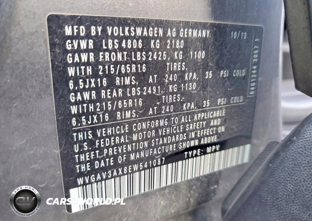 2014 Volkswagen Tiguan S VIN:WVGAV3AX8EW541087 - 13