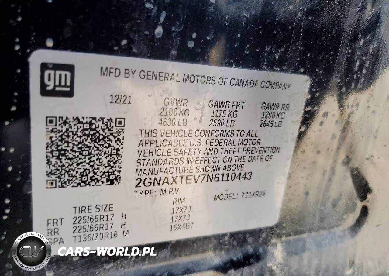 2022 Chevrolet Equinox Lt VIN:2GNAXTEV7N6110443 - 12
