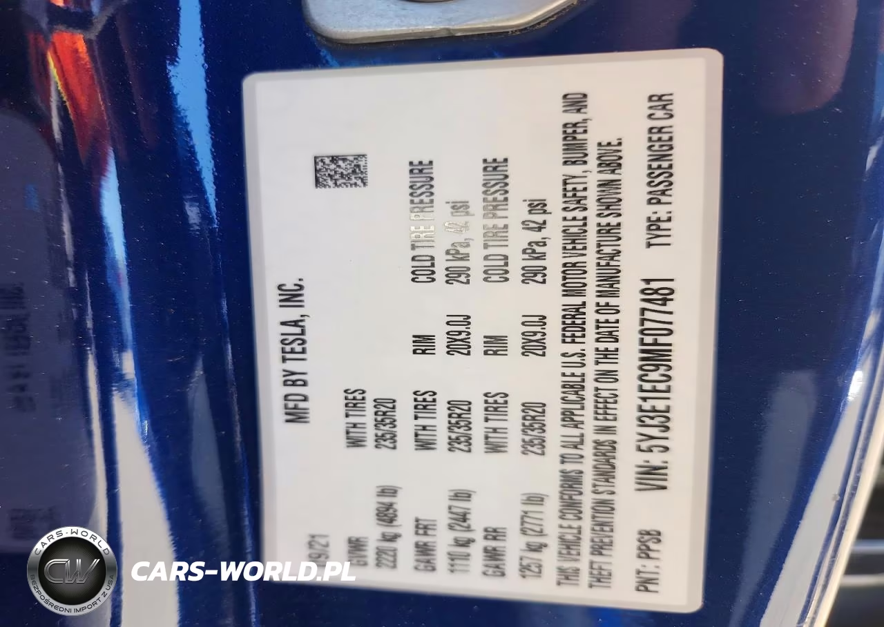 2021 Tesla Model 3 VIN:5YJ3E1EC9MF077481 - 12