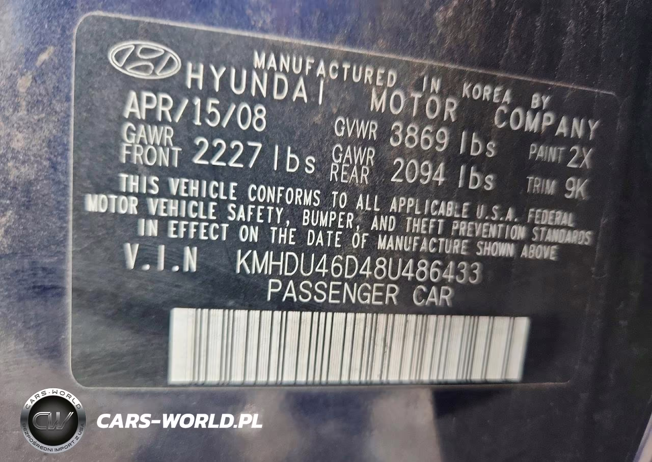 2008 Hyundai Elantra Gls VIN:KMHDU46D48U486433 - 13
