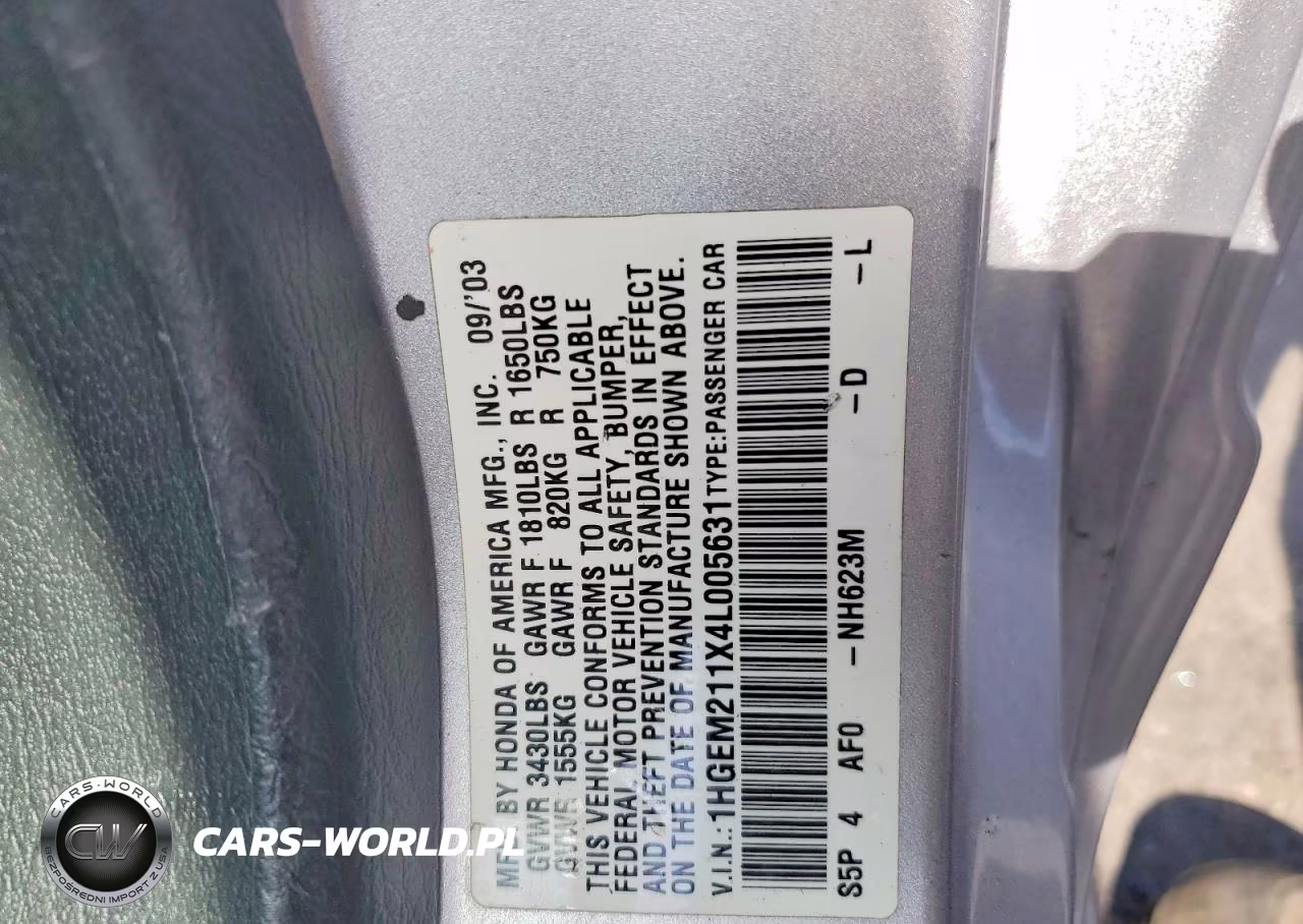 2004 Honda Civic Dx Vp VIN:1HGEM211X4L005631 - 12