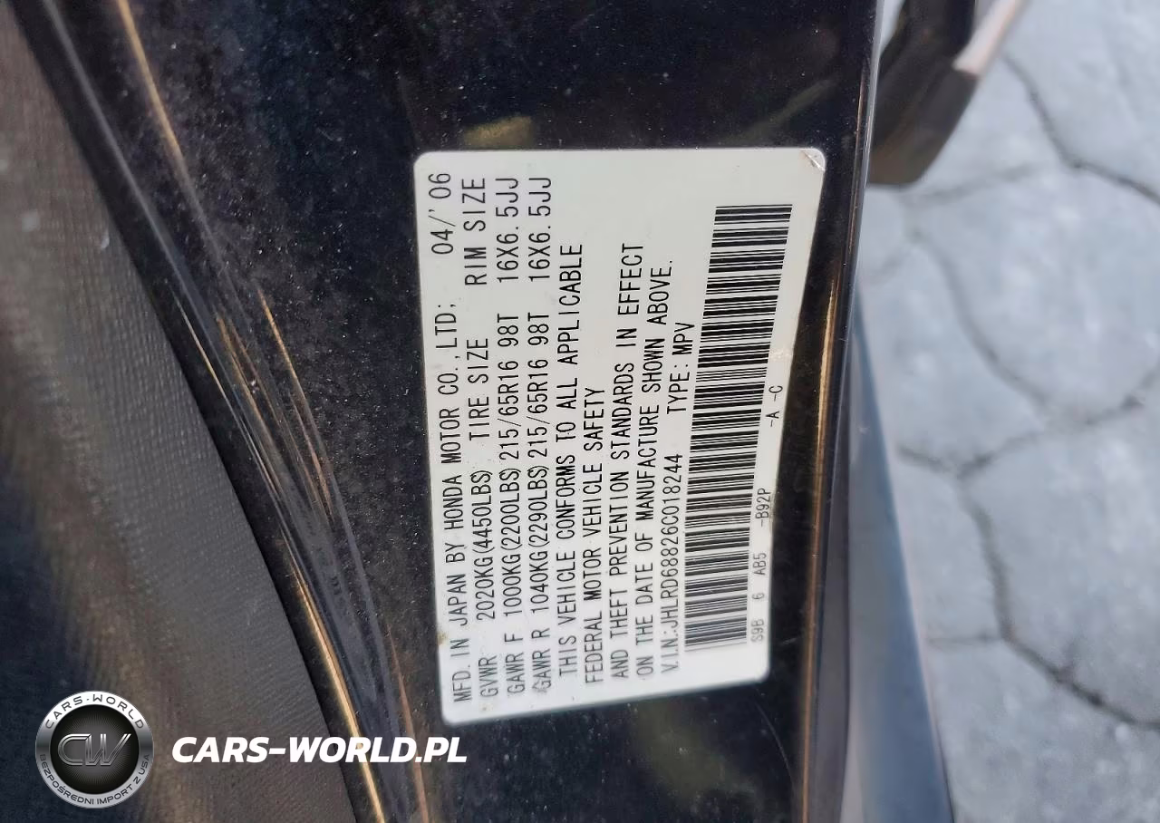 2006 Honda Cr-V Ex VIN:JHLRD68826C018244 - 13