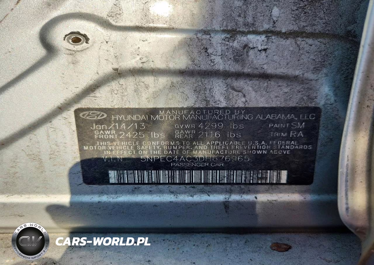 2013 Hyundai Sonata Se VIN:5NPEC4AC3DH676965 - 12