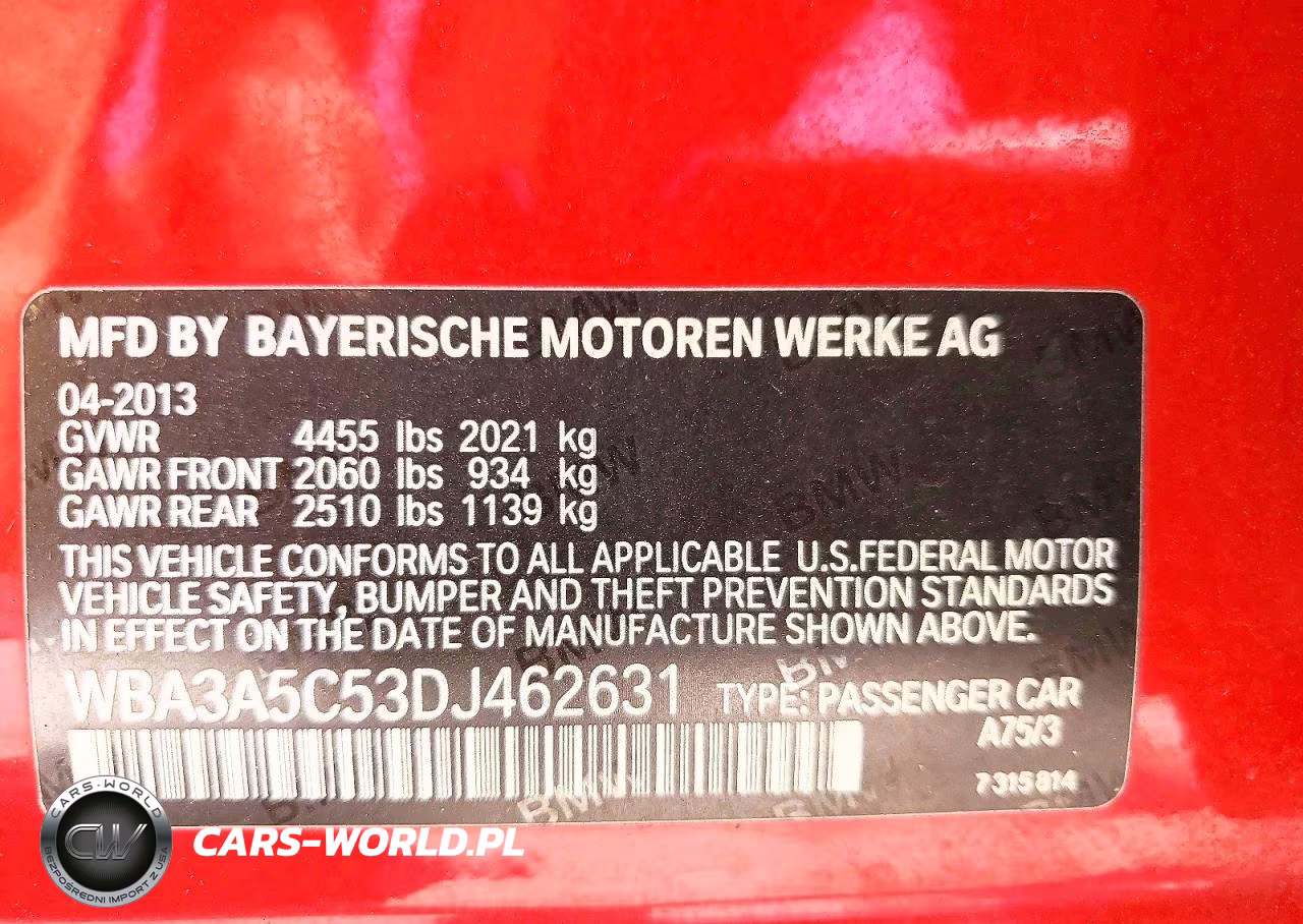 2013 BMW 328 I VIN:WBA3A5C53DJ462631 - 12