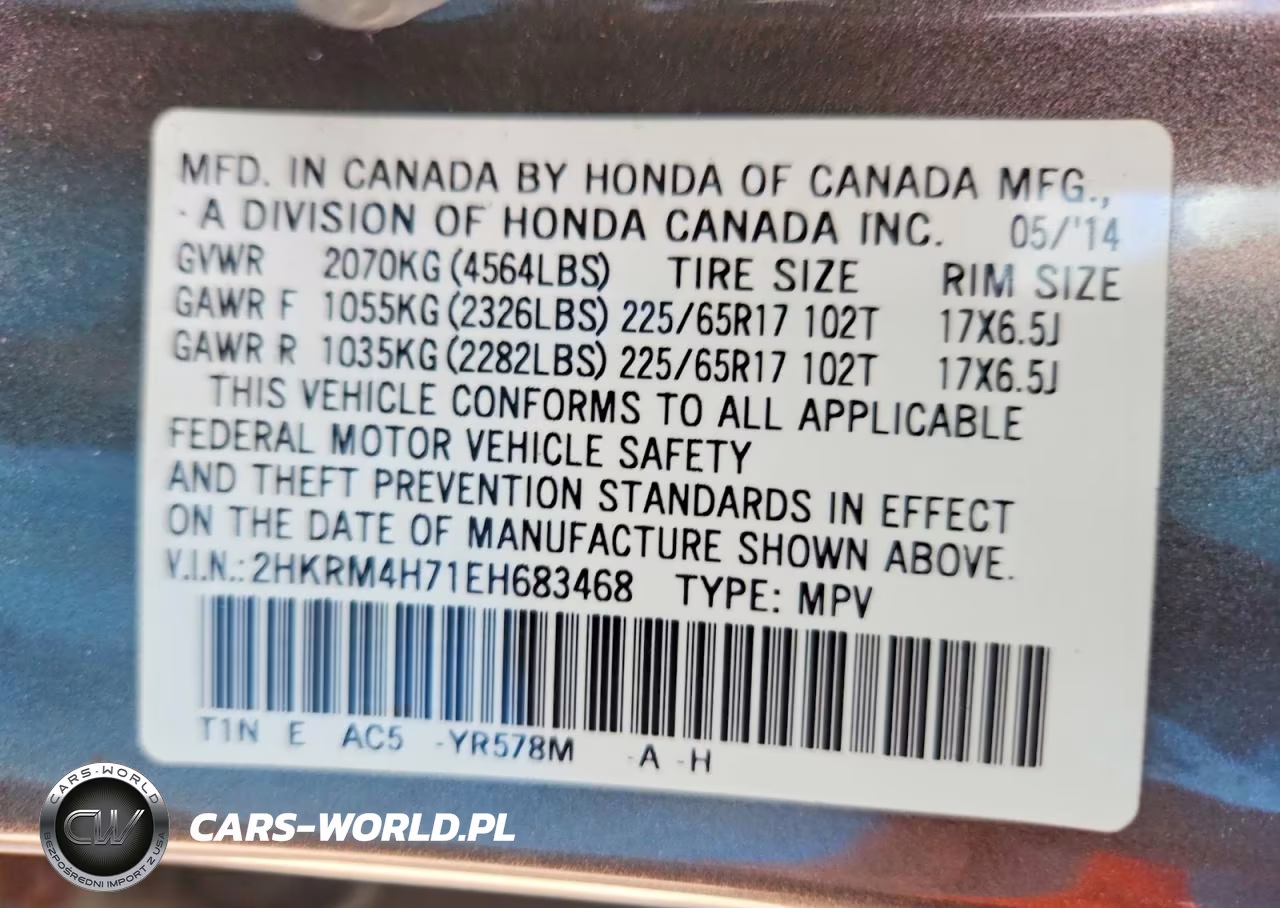 2014 Honda Cr-V Exl VIN:2HKRM4H71EH683468 - 13