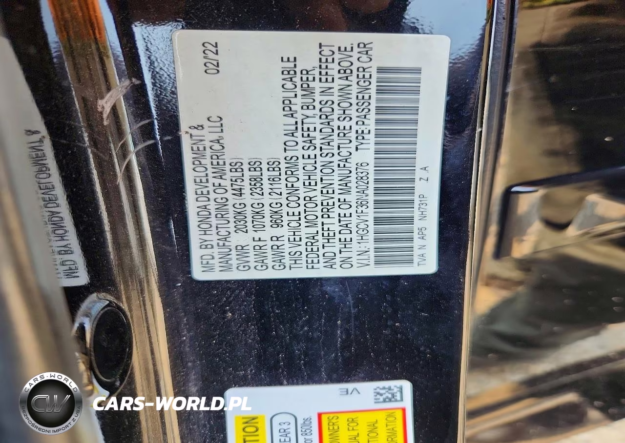 2022 Honda Accord Sport VIN:1HGCV1F36NA028376 - 12