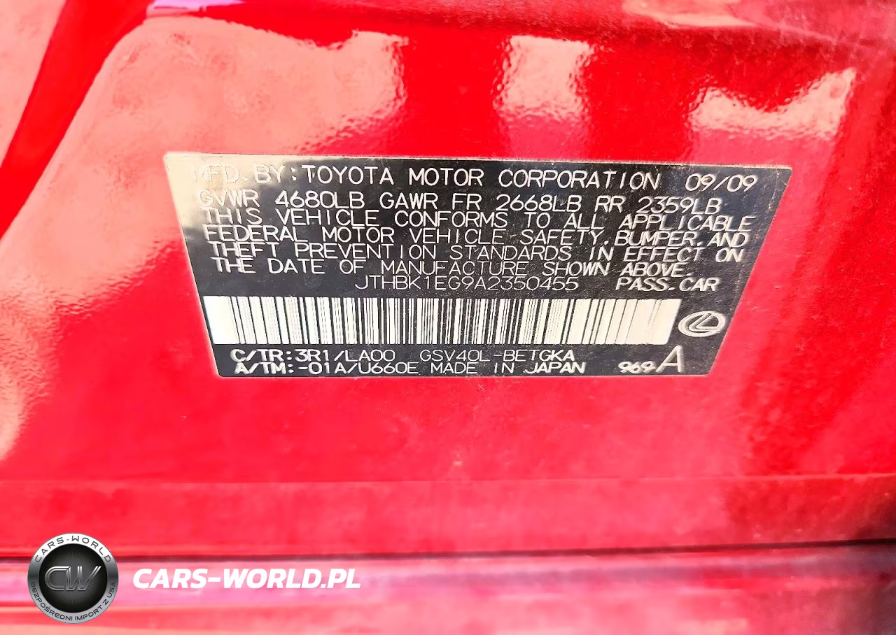 2010 Lexus Es 350 VIN:JTHBK1EG9A2350455 - 12