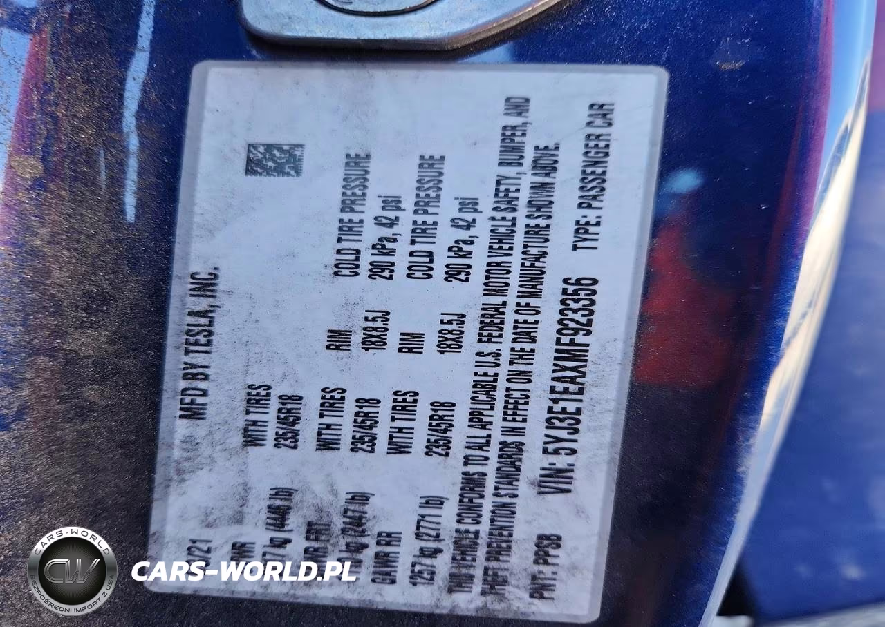 2021 Tesla Model 3 VIN:5YJ3E1EAXMF923356 - 13