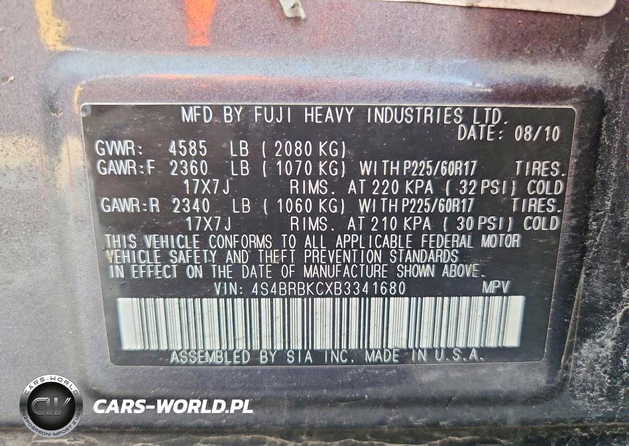 2011 Subaru Outback 2.5I Limited VIN:4S4BRBKCXB3341680 - 13