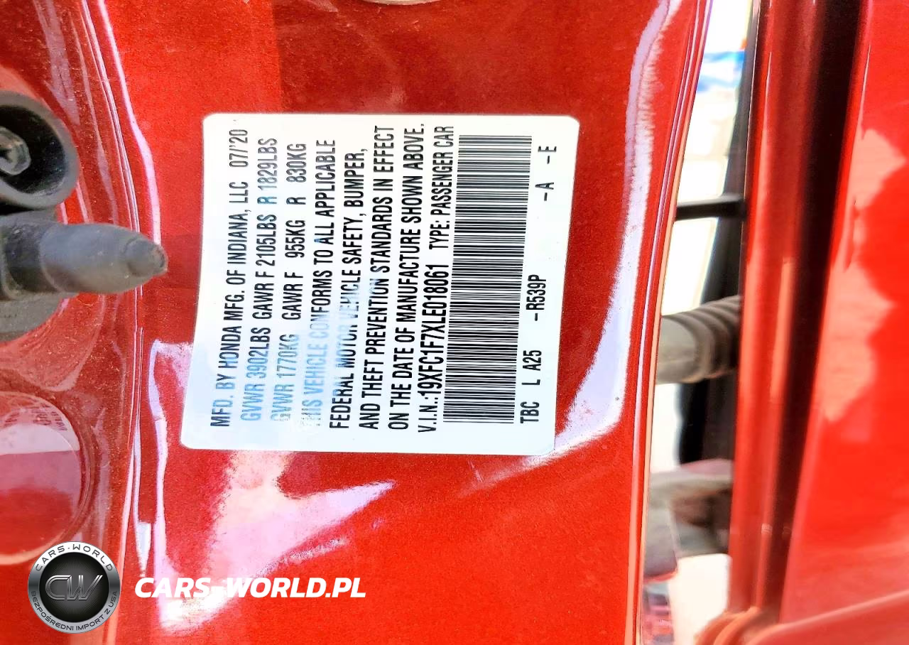 2020 Honda Civic Exl VIN:19XFC1F7XLE018061 - 12