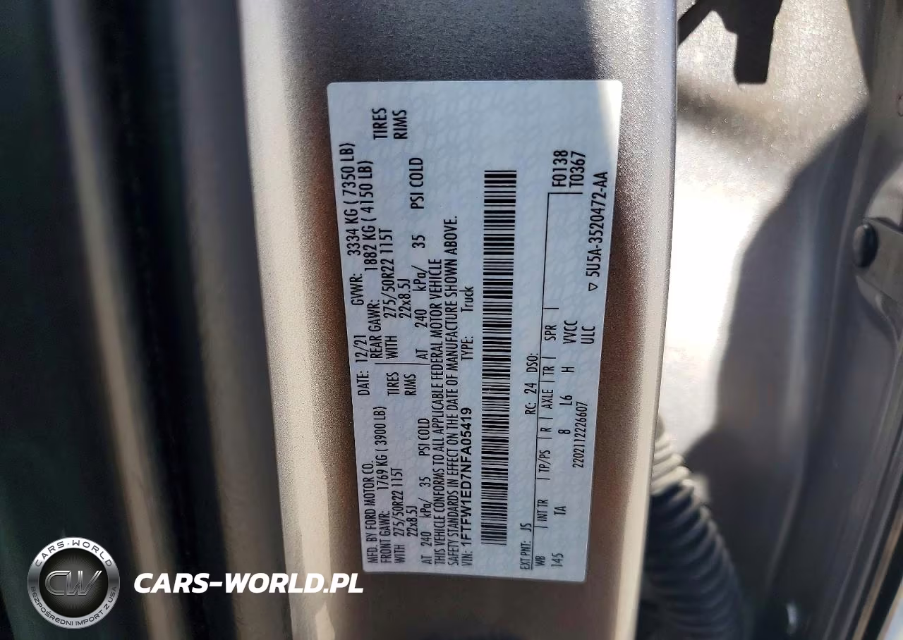 2022 Ford F150 Supercrew VIN:1FTFW1ED7NFA05419 - 12