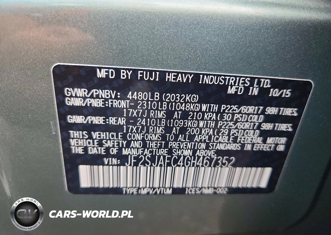 2016 Subaru Forester 2.5I Premium VIN:JF2SJAFC4GH467352 - 13