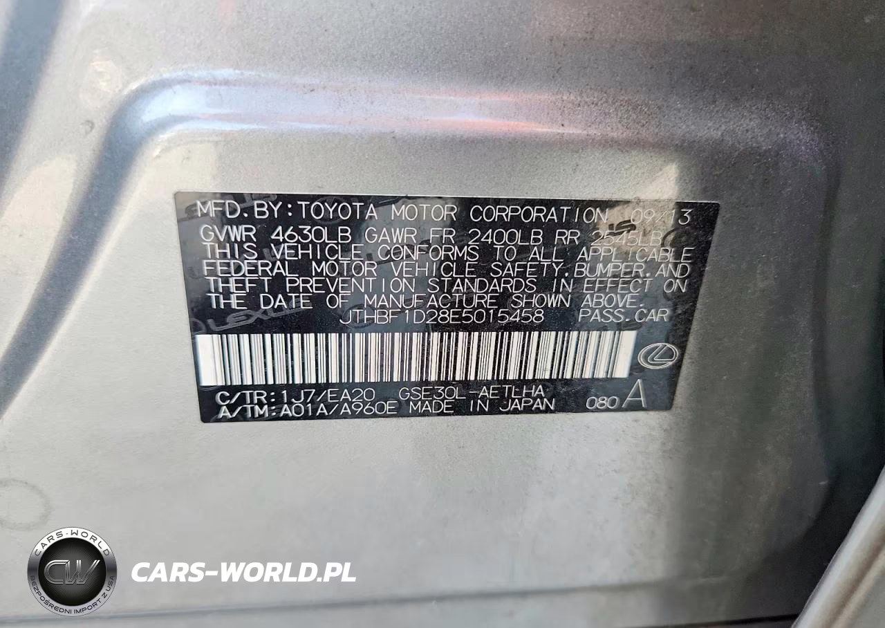 2014 Lexus Is 250 VIN:JTHBF1D28E5015458 - 12